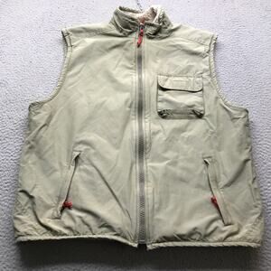 American Eagle Outfitters Sherpa Lined Vest Jacket Mens Large Tan Zipped Pockets